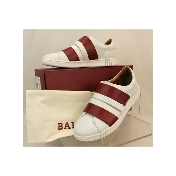 NIB BALLY WILLET WHITE RED LEATHER LOGO SWISS SNEAKERS 11.5 US 44.5 ITALY